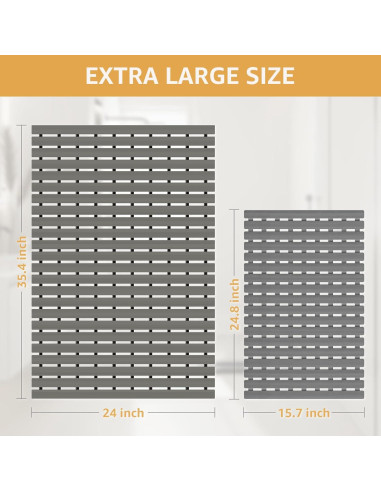 Alfombrilla de Ducha Antideslizante Yolife 90x60cm PVC Gris