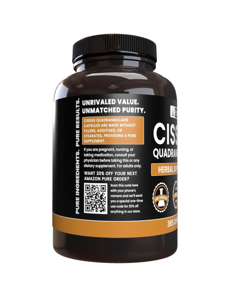 Cápsulas de Cissus Quadrangularis 365 Unidades Puras