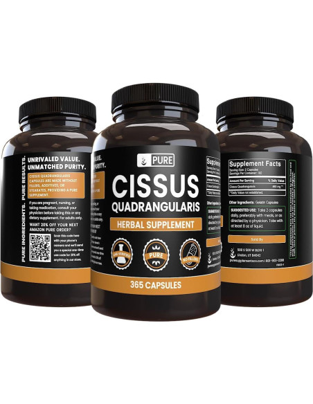 Cápsulas de Cissus Quadrangularis 365 Unidades Puras