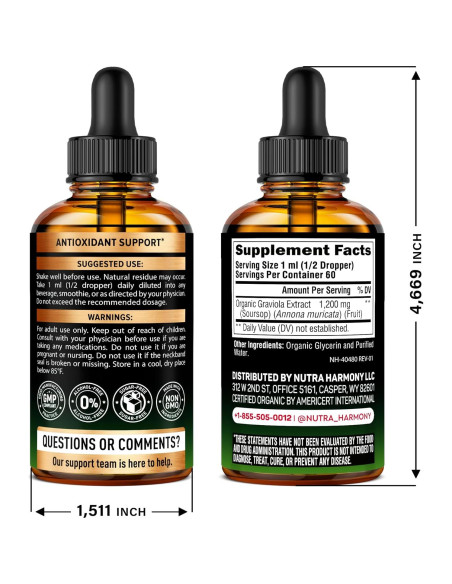 Extracto Líquido de Soursop Orgánico Nutra Harmony 59ml