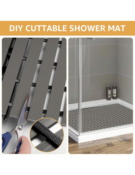 Alfombrilla de Ducha Antideslizante Yolife 90x60cm PVC Gris