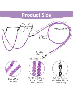 Cadena de Gafas Molain Estilosa 70cm Cristal Púrpura 2