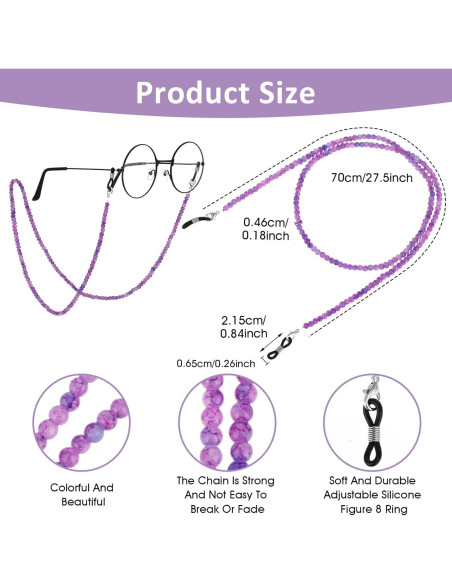 Cadena de Gafas Molain Estilosa 70cm Cristal Púrpura