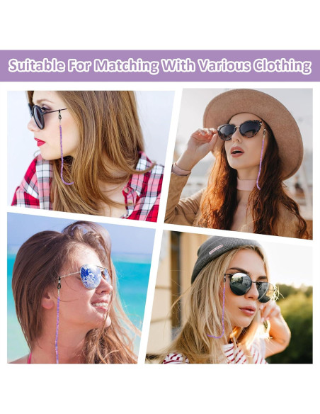 Cadena de Gafas Molain Estilosa 70cm Cristal Púrpura