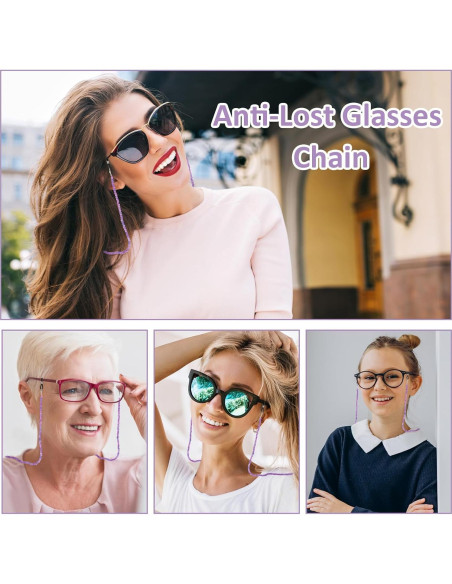 Cadena de Gafas Molain Estilosa 70cm Cristal Púrpura