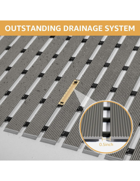 Alfombrilla de Ducha Antideslizante Yolife 90x60cm PVC Gris