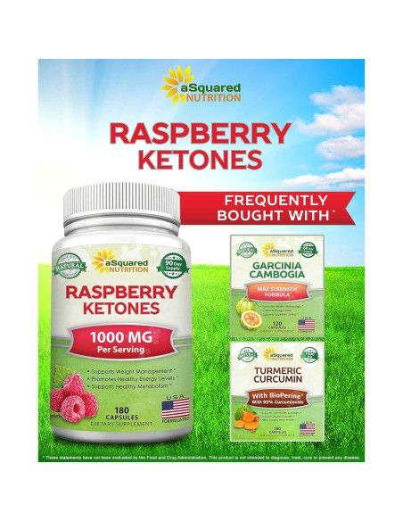 Cetonas de Frambuesa Natural aSquared 1000mg 180 Cápsulas