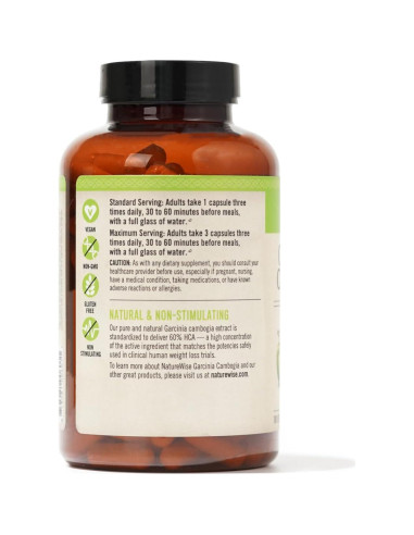 NatureWise Garcinia Cambogia 180 Cápsulas Veganas 60% HCA