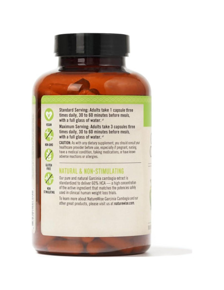 NatureWise Garcinia Cambogia 180 Cápsulas Veganas 60% HCA
