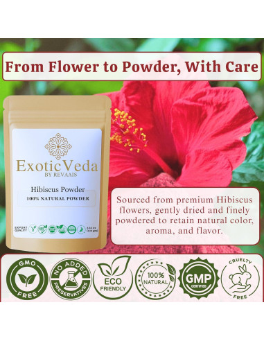 Polvo de Hibisco 100g REVAIS - 100% Puro, Vegano y Sin Gluten