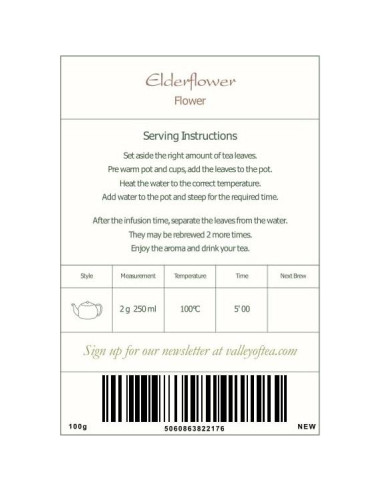 Té Herbal de Flor de Saúco Orgánico - Valley of Tea - 100g