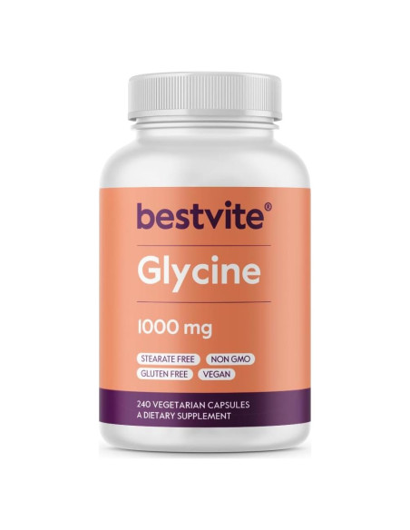 Glicina 1000mg Bestvite - 240 Cápsulas Vegetarianas Veganas