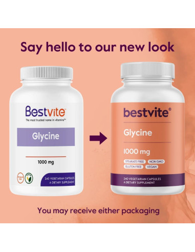 Glicina 1000mg Bestvite - 240 Cápsulas Vegetarianas Veganas