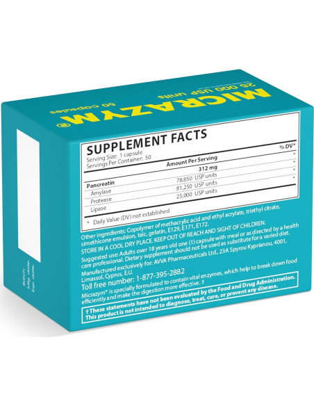 AVVA Enzimas Pancreáticas 25,000 USP - 50 Cápsulas Digestivas