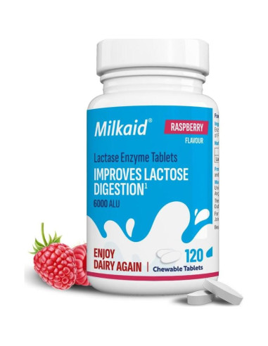 Tabletas Masticables Milkaid 120 Unidades Sabor Frambuesa