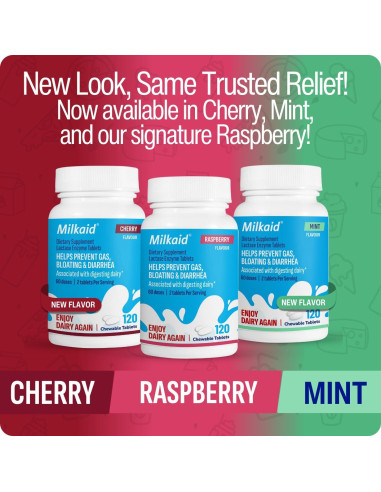 Tabletas Masticables Milkaid 120 Unidades Sabor Frambuesa
