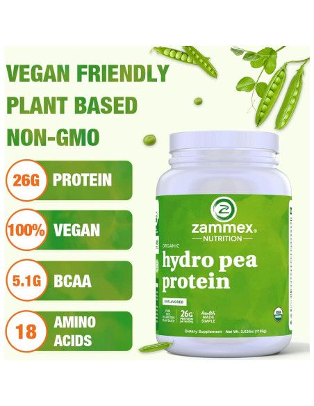 Proteína de Guisante Orgánica Zammex 1.19kg - 26g Proteínas