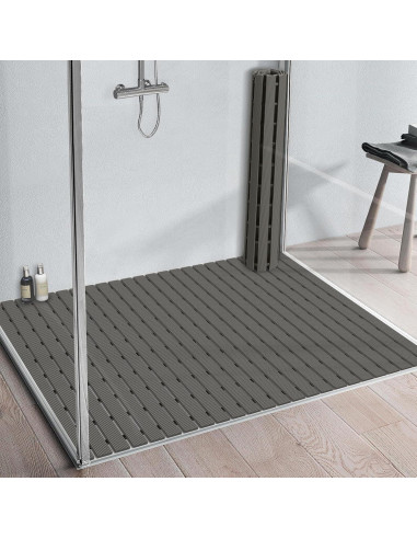 Alfombrilla de Ducha Antideslizante Yolife 90x60cm PVC Gris