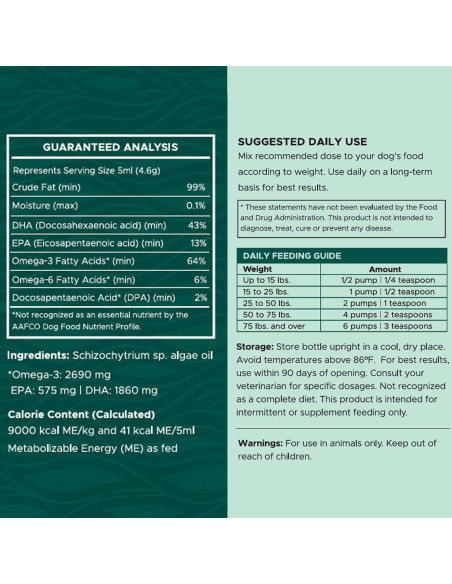 Aceite Omega 3 Vegano Chew + Heal 113.4 g para Perros