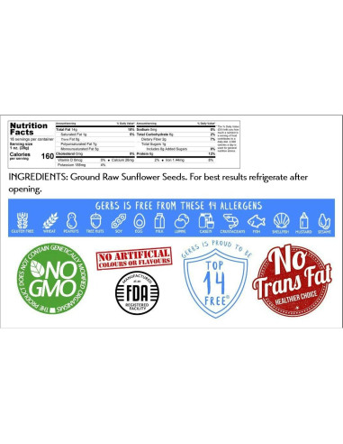 Harina de Semilla de Girasol Gerbs 453g - Libre de Alérgenos