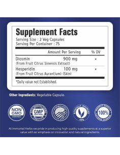 Complejo Diosmina Hesperidina 1000mg Immortal Herbs 150 Cápsulas Veganas 2
