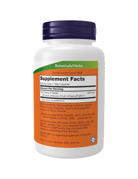 Suplemento Herbal NOW Foods Cereza Ácida 500 mg 90 Cápsulas