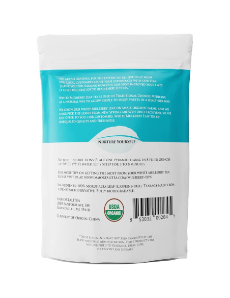Té de Hoja de Morera Blanca Immortalitea - 30 Bolsitas Orgánicas