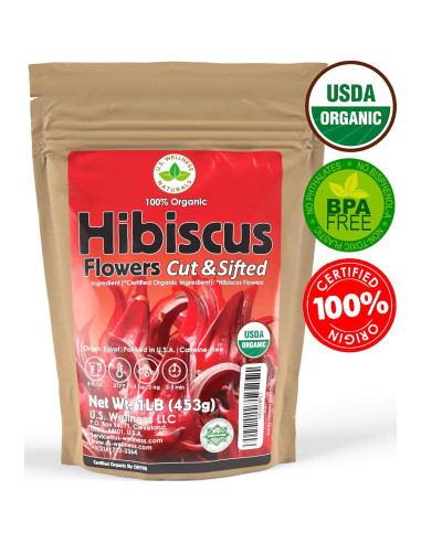 Té de Hibisco Orgánico 1 kg U.S. Wellness - Sin Cafeína