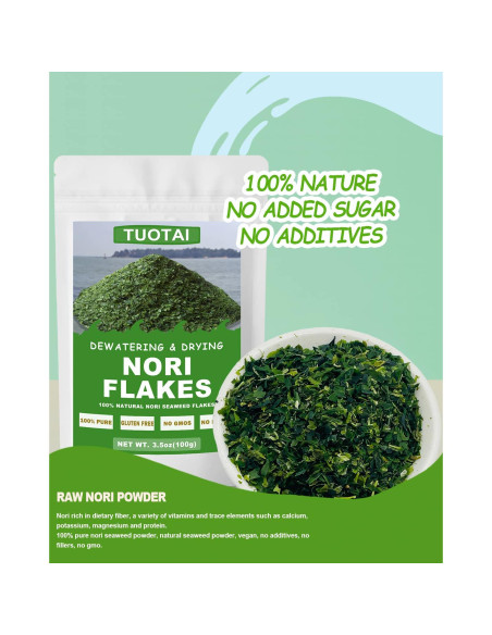 Copos de Alga Nori Crudos TUOTAI 100g Vegano Sin Aditivos