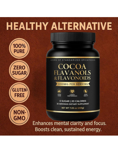 Cacao en polvo 200 g - Genérico, sin azúcar, vegano, alto flavanol