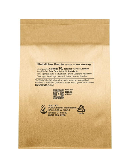 Polvo de Sorbitol 226.8 g - Ingredientes Originales Puros - Edulcorante Bajo en Calorías