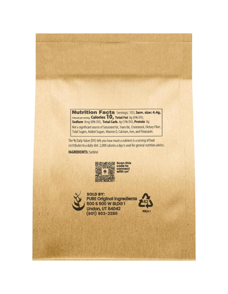 Polvo de Sorbitol 453.6g Ingredientes Orgánicos Puros Edulcorante