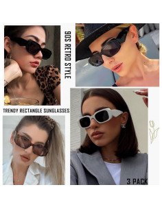 Gafas de Sol Retro 90s para Mujeres 100% UV - Paquete de 3 2