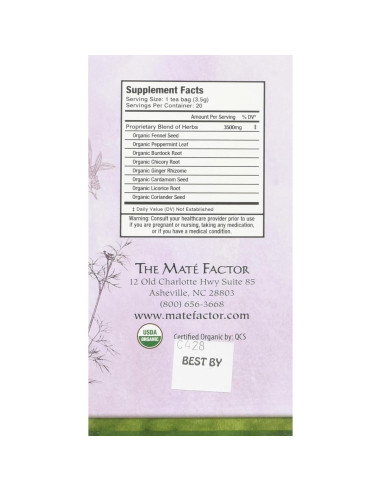 Té Digestivo con Prebióticos Mate Factor - 20 Bolsas