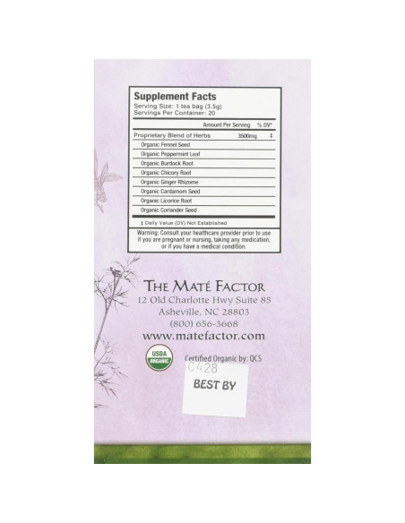Té Digestivo con Prebióticos Mate Factor - 20 Bolsas