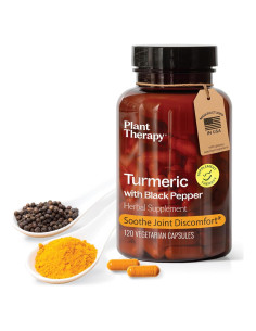 Suplemento de Cúrcuma y Pimienta Negra Plant Therapy 120 Cápsulas