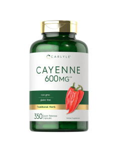 Cápsulas de Pimienta de Cayena Carlyle 600mg - 350 Unidades