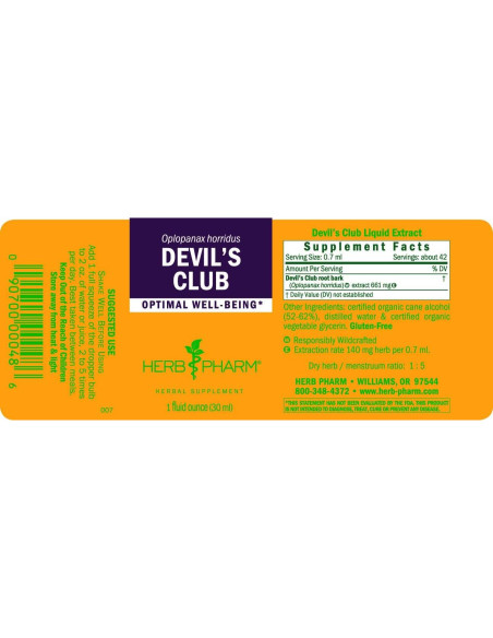 Extracto Líquido de Devil&#039;s Club Herb Pharm - 29.57 ml