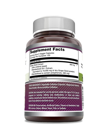 Extracto de Semilla de Uva Amazing Formulas 800 Mg 240 Cápsulas