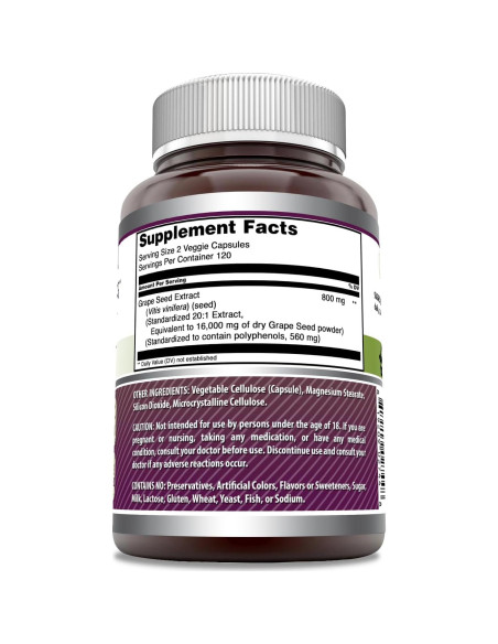 Extracto de Semilla de Uva Amazing Formulas 800 Mg 240 Cápsulas