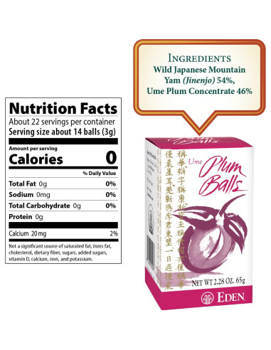 Bolas de Ciruela Ume Eden, 300 Unidades, 64.4 g, Alcalinas