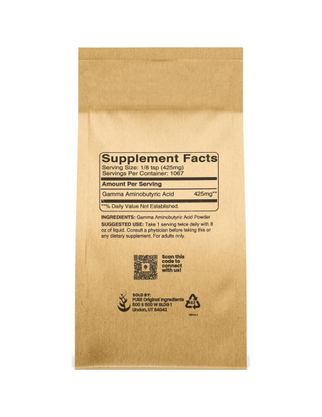 Ácido Gamma Aminobutírico (GABA) en Polvo 0.45 kg - Ingredientes Originales Puros