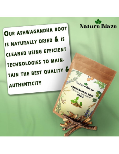 Ashwagandha Entera Orgánica Nature Blaze 114 g - Suplemento Natural