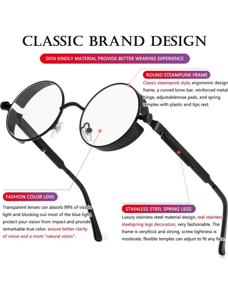 Gafas de sol redondas AIEYEZO steampunk UV 100% bloqueadores