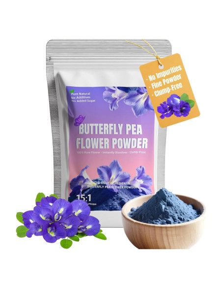 Polvo de Flor de Guisante Mariposa 200g - Colorante Natural Azul