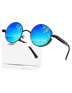 Gafas de sol redondas AIEYEZO Steampunk UV 100% bloqueadores