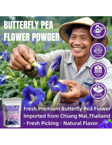 Polvo de Flor de Guisante Mariposa 200g - Colorante Natural Azul