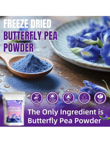 Polvo de Flor de Guisante Mariposa 200g - Colorante Natural Azul