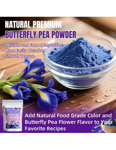 Polvo de Flor de Guisante Mariposa 200g - Colorante Natural Azul