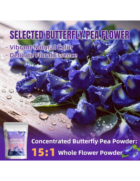 Polvo de Flor de Guisante Mariposa 200g - Colorante Natural Azul